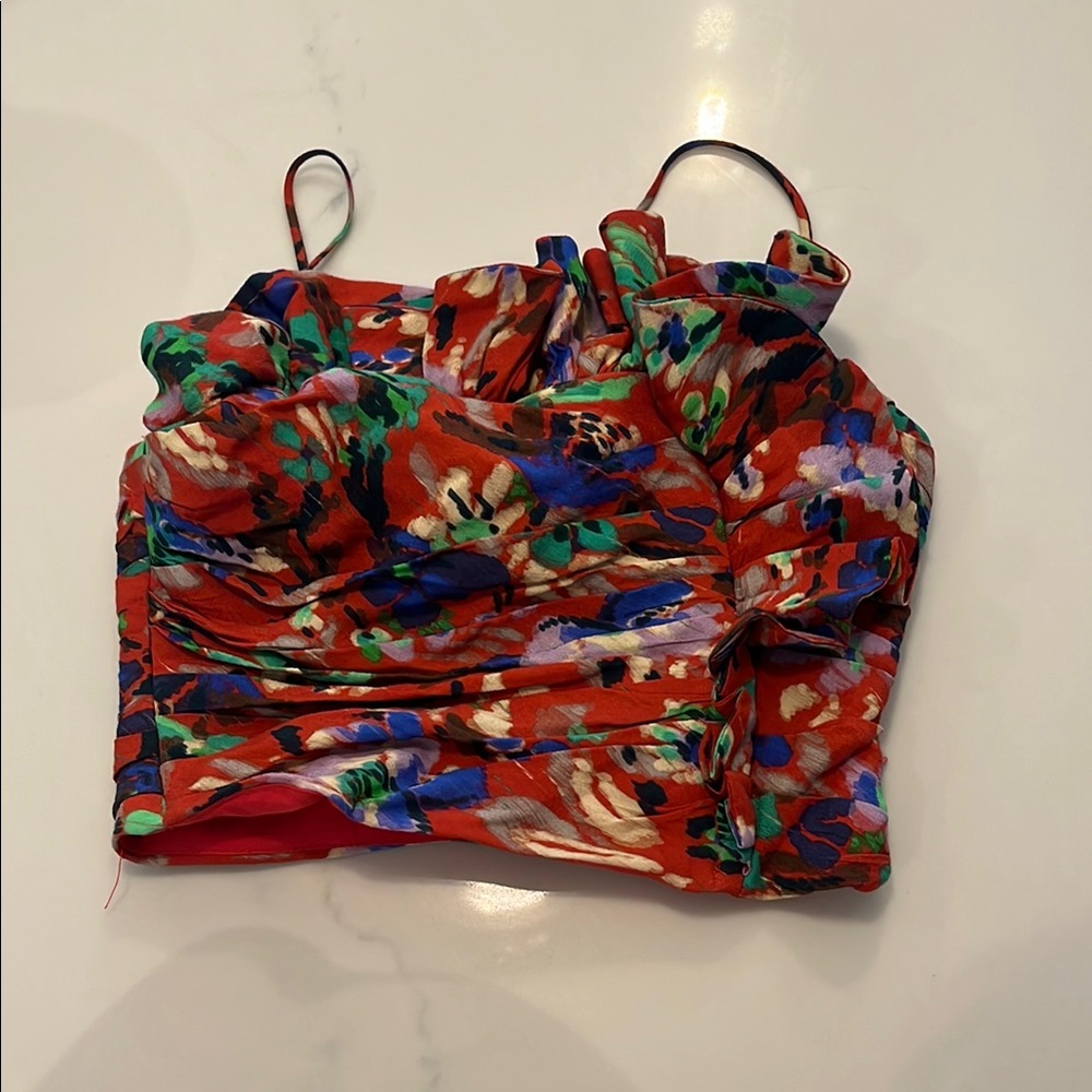 Zara Red Ruched Bustier Camisole